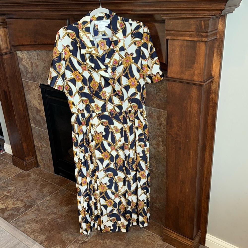 Semi vintage short sleeve dress regal preppy equestrian country club print sz 12